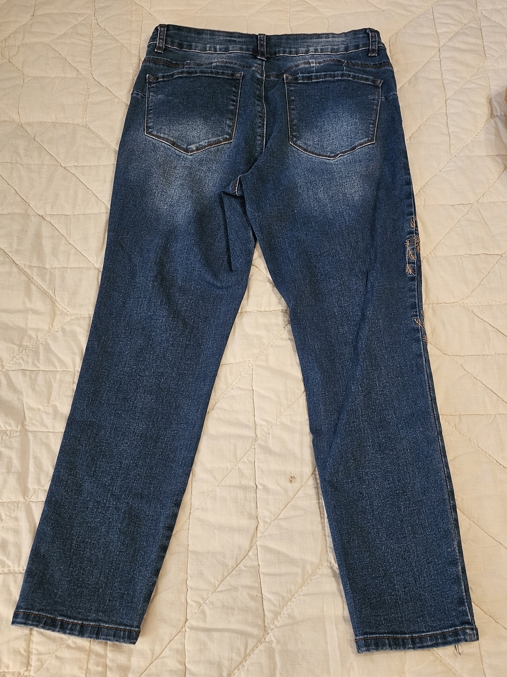 Sandpiper Petite - Embroidered Leaf & Swirl  Design Jeans - Size 8 P - Picture 3 of 10